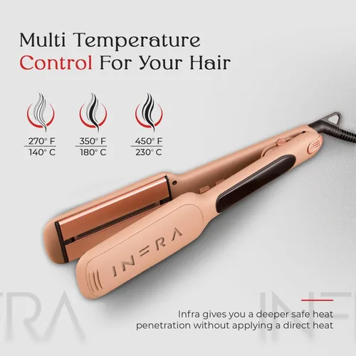 Vista 3 de INFRA Plancha plana de cerámica iónica, plancha de pelo infrarroja de 2 pulgadas, lo mejor para todo tipo de cabello, alisador profesional 2 en 1