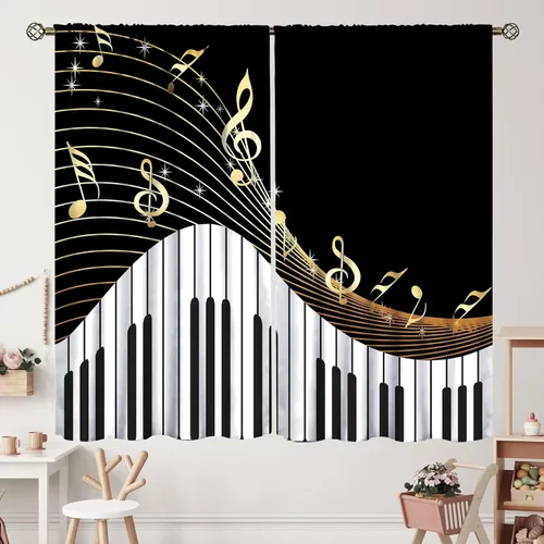 Vista 34 de Cortinas de jazz para mujer americana, estilo grunge, estilo grunge, con bolsillo para barra, para dormitorio, sala de estar, decoración