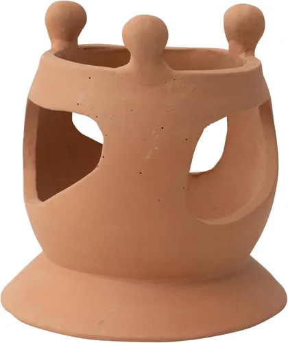 Vista 3 de Creative Co-Op Candelabro de terracota hecho a mano con círculo de figuras