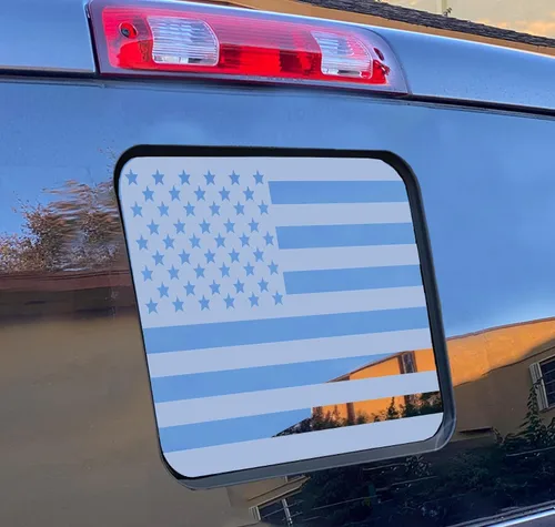 Vista 15 de Xinghe para Ford F150 F250 F350 2015-2025 2026, Calcomanías de bandera americana para ventana trasera, Calcomanía de bandera USA mate para ventana