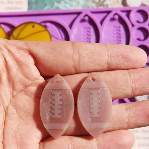 Vista 5 de Molde de resina de pelota deportiva, molde de silicona para joyería, aretes, manualidades, llavero de silicona, colgante de llavero de resina epoxi