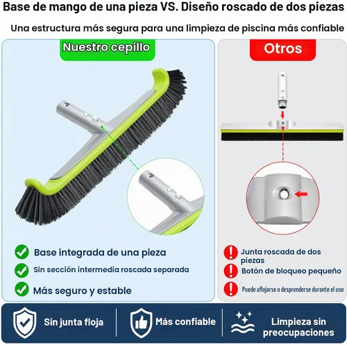 Vista 3 de Cabezal de cepillo de piscina para limpieza de paredes, cepillos de limpieza resistentes para piscinas enterradas/desmontables con cerdas fuertes