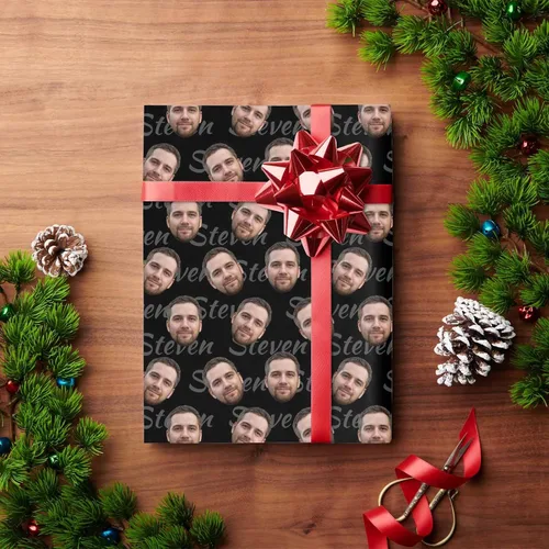 Vista 6 de M YESCUSTOM Papel de regalo con fotos personalizadas, papel de regalo para el Día de la Madre, Día del Padre, cumpleaños, Navidad