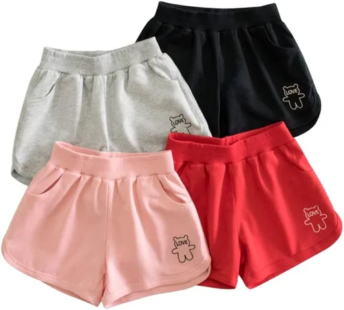 Vista 6 de Azalquat Toddler Girl Summer Knit Shorts with Pocket, 2 Pack Baby Pull-On Soft Active Shorts