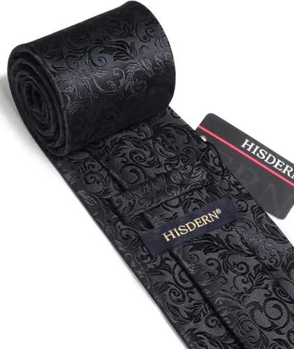 Vista 167 de HISDERN Corbatas para hombre, corbata de cachemira y bolsillo cuadrado tejido clásico floral para hombre, corbata de fiesta de boda