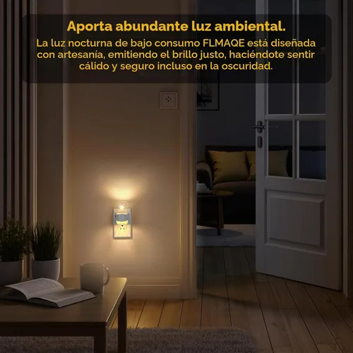 Vista 2 de Paquete de 2 luces LED de noche, regulable, sensor de atardecer a amanecer, brillo ajustable de 0-100 lúmenes, 3000 K, montaje en pared