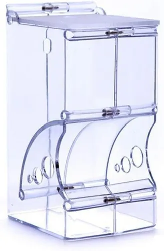 Vista 2 de Comedero para hámsters, dispensador automático de animales pequeños, acrílico transparente, recipiente de almacenamiento de alimentos para mascotas