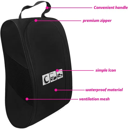 Vista 5 de Impermeable transpirable a prueba de polvo de viaje portátil zapatos con cremallera asa de transporte organizador casa zapatos libre soporte