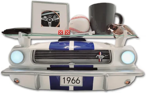 Vista 7 de Sunbelt Gifts Carroll Shelby GT350 1966 - Estante flotante de pared, faros LED, decoración de garaje automotriz, entusiastas de los automóviles