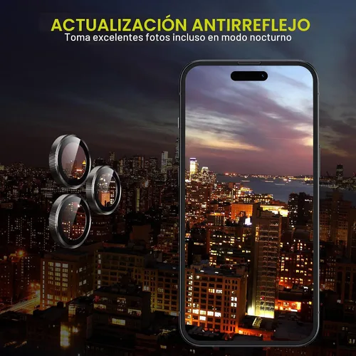 Vista 6 de WSKEN Protector de lente de cámara para iPhone 14 Pro/iPhone 14 Pro Max, [modo de disparo nocturno] Protector de pantalla de vidrio templado HD Negro