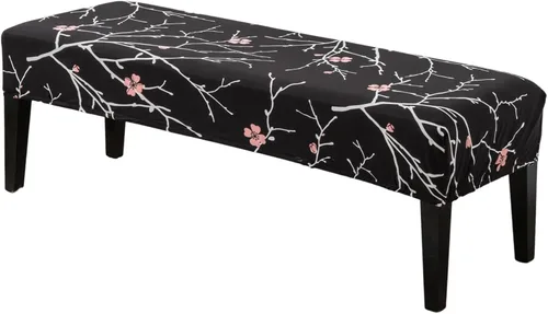 Vista 17 de CRFATOP Funda de cojín rectangular estampada para banco de comedor, elástica, extraíble y lavable, protector de banco tapizado para comedor, sala