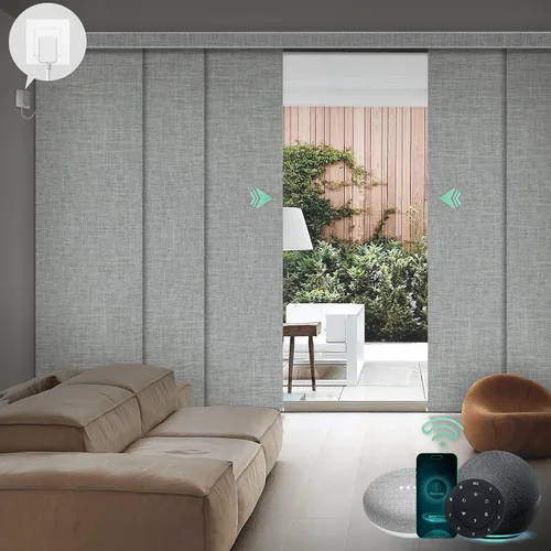Vista 27 de Yoolax - Persianas deslizantes inteligentes personalizadas XL, persianas verticales de tela opacas para puertas de vidrio. Separador de habitación