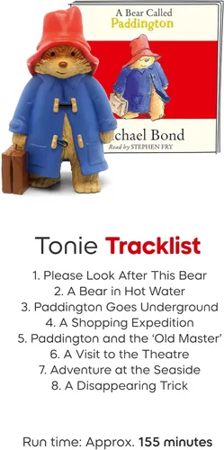 Vista 5 de Tonies Paddington Bear - Figurina de juguete de audio de Un Oso Llamado Paddington y Otras Historias por Michael Bond, narrada por Voces