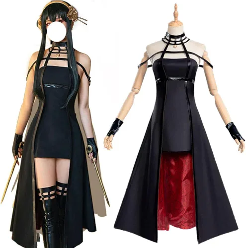 Vista 4 de Oikawa Yor Forger - Disfraz de cosplay Yor Forger, conjunto completo con peluca para mujer, fiesta de Halloween