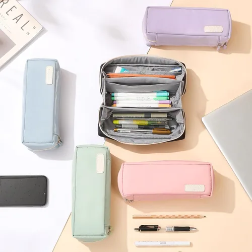 Vista 7 de QIANPA - Estuche organizador pequeño con cremallera, bolsa ligera estética, bolsa negra para hombres y mujeres