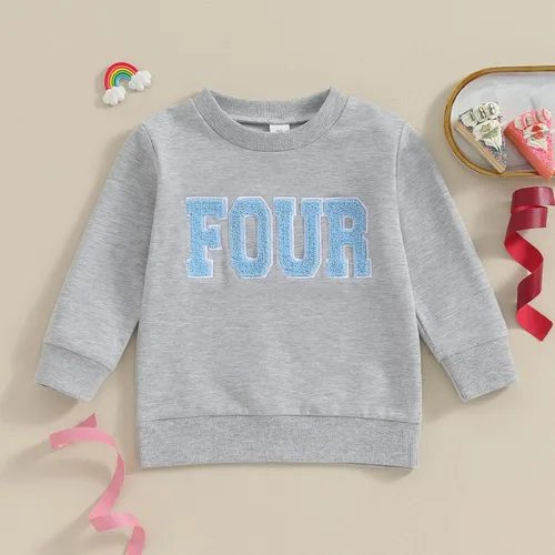 Vista 2 de Lamuusaa Traje de cumpleaños para bebé, niña, niño, uno, dos, tres, cuatro, cinco, seis, sudadera bordada, regalo de cumpleaños