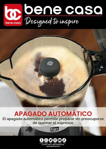 Vista 4 de Bene Casa Cafetera Eléctrica Portátil de Espresso Negra, 1-3 Tazas/Shots (1, NEGRO)