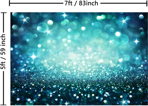 Vista 3 de Fondo brillante de Bokeh abstracto verde azulado de 7 x 5 pies, con puntos brillantes, fondo de foto azul brillante Bokeh, fondo para fotos