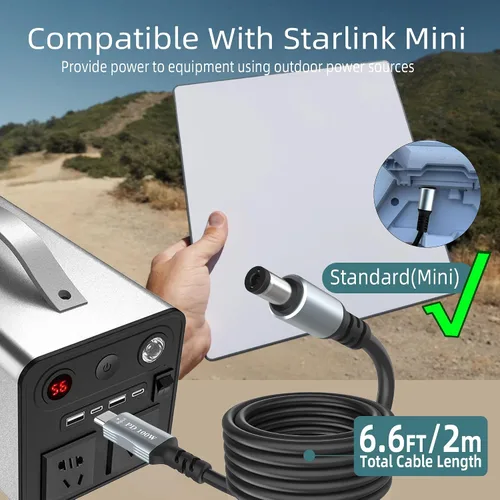 Vista 2 de Cable de alimentación USB C a CC de 3.3 pies x 0.083 in, para laptop Starlink mini cable de carga USB C entrada a salida DC5521 20V5A, funciona
