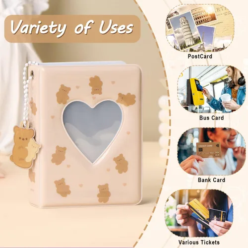 Vista 4 de Carpeta para tarjetas fotográficas de 3 pulgadas, soporte para tarjeta fotográfica Kpop, mini álbum de fotos, soporte para tarjeta de fotos, álbum