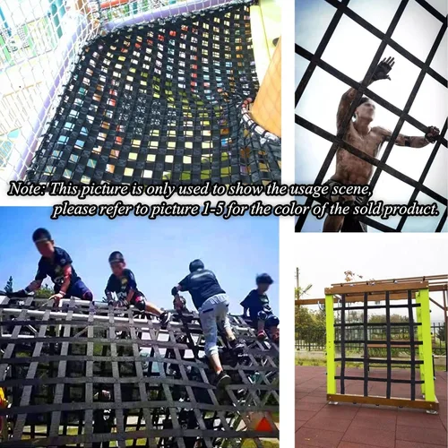 Vista 6 de Red de escalada para niños, redes de seguridad, hamaca de cuerda de carga, juego de columpio, balcón, escalera, árbol, protección de red