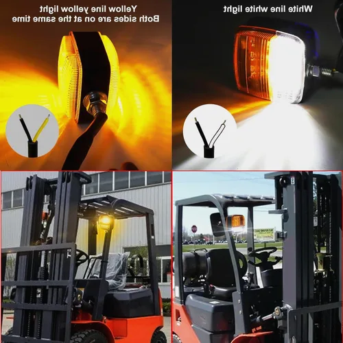 Vista 5 de Ourbest Carretilla elevadora Pedestal Stud Mount Doble Cara Stop Turn Signal Luces traseras Lámparas para Tractor Remolque Amarillo Blanco 12V