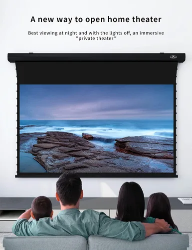 Vista 6 de VIVIDSTORM - Pantalla de cine de PVC blanco perforado transparente para el hogar, pantalla de montaje en techo, compatible con proyector ordinario