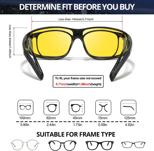 Vista 2 de IGnaef Lentes de conducción de noche para hombres y mujeres, reducen el deslumbramiento y polarizados HD IF0312