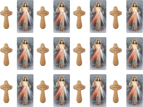 Vista 5 de Autom Cruz de madera de oración de mano con confirmación del Espíritu Santo con tarjeta, 4 pulgadas