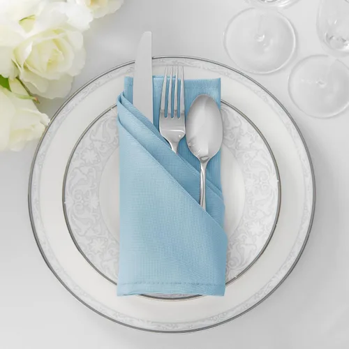 Vista 4 de Lann de Linens – 1 Docena de 20 en. Gamuza Cena Servilletas W/Hemmed bordes – varios colores disponibles Azul bebé