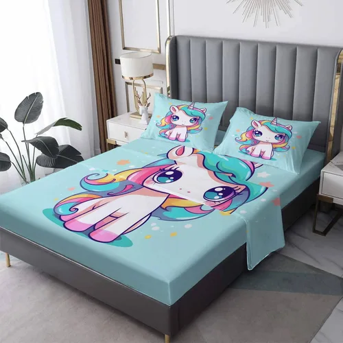 Vista 8 de Kitten Sheets K1-&-153 - Juego de sábanas y fundas de almohada de 3 piezas, tamaño individual, sábanas con diseño de nubes y estrellas, sábanas