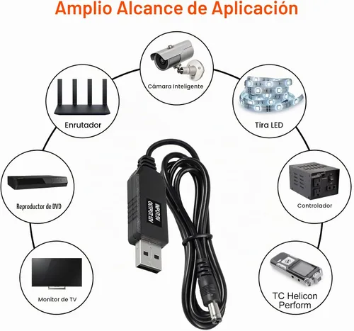 Vista 6 de AITRIP Cable de alimentación USB a CC de 5 V a 12 V, 8 conectores de enchufe intercambiables adaptadores para enrutador, mini ventilador y altavoz