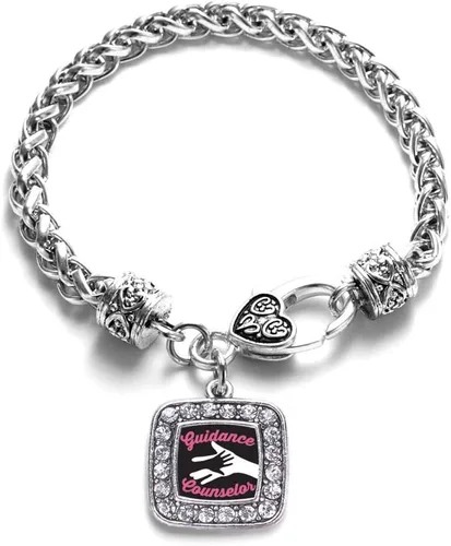 Vista 10 de Pulsera de dijes cuadrados de plata con joyería de circonita cúbica