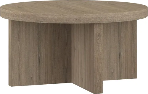 Vista 12 de Henn&Hart - Mesa de centro escandinava de 44 pulgadas, color blanco haya El estilo de pedestal atemporal se combina con una superficie generosa