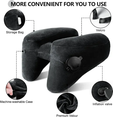 Vista 3 de Sunany Almohada cervical de viaje para almohada de avión que soporta cómodamente la cabeza, el cuello y la barbilla, almohada de viaje inflable