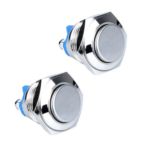 Vista 19 de Paquete de 2 interruptores de botón momentáneos de metal de 0.630 in, impermeables, IP66, terminales de tornillo antivandálicos de 12 V, 24 V, 36 V