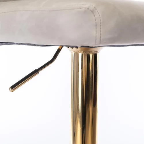 Vista 8 de Taburetes de bar tapizados de poliuretano con base dorada, taburetes de bar ajustables de 25-33 pulgadas, taburetes de mostrador con respaldo Beige