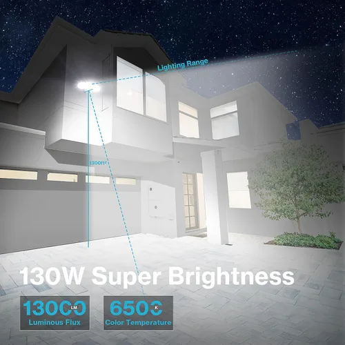 Vista 2 de Olafus Luces de inundación de 130 W para exteriores, luz de inundación LED súper brillante de 13000 lúmenes, lámpara de inundación IP65 impermeable