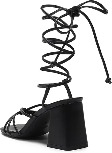 Vista 3 de DREAM PAIRS Sandalias de tacón alto con cordones para mujer, tacón alto cuadrado y puntera abierta, sandalias gruesas para fiestas, viajes y citas