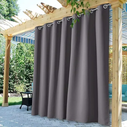 Vista 31 de StangH Cortinas para exteriores beige impermeables, tela gruesa, bloqueo de luz, cortinas opacas para patio con ojales en la parte superior