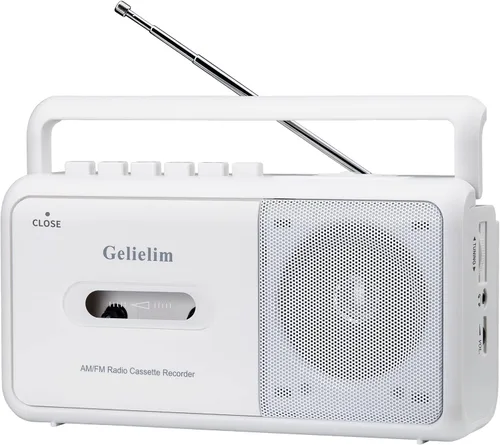 Vista 9 de Gelielim Reproductor de cinta de casete Bluetooth Boombox, reproductor de cassette radio estéreo AM/FM/SW, reproductor de cinta/grabadora