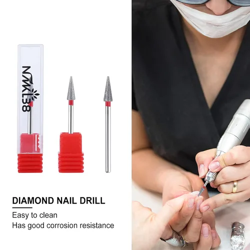 Vista 5 de Broca de diamante cónico de 3/32 pulgadas para cutícula, lima de arte de uñas para máquina de taladro eléctrico, herramienta de manicura y pedicura