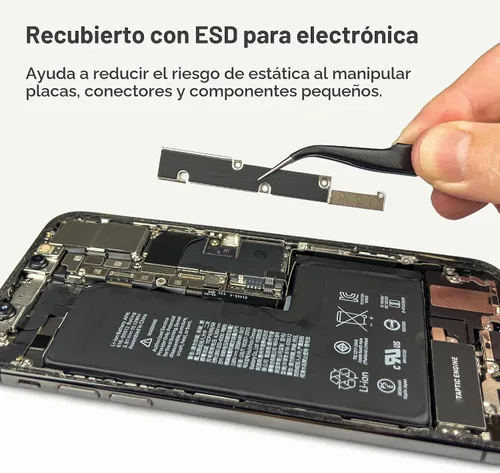Vista 3 de HowFixit Juego de pinzas de precisión, acero inoxidable antiestático ESD con punta curva, micro punto y puntas planas para reparación