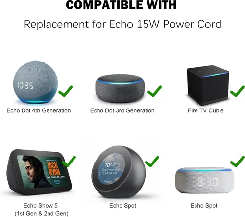 Vista 2 de Adaptador de corriente Alexa de 15 W de repuesto para Echo Dot de 3ª generación, Echo Dot 4ª generación, Echo Dot 5ª generación, Echo Dot Kids