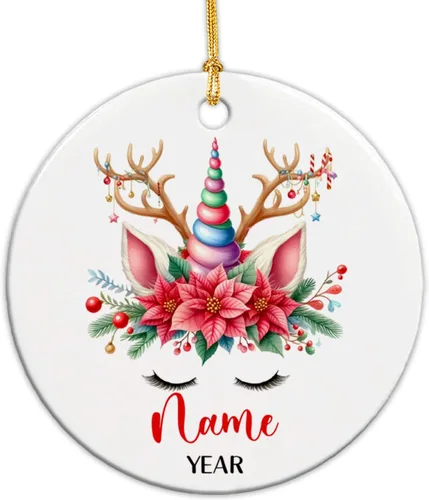 Vista 12 de Adornos de Navidad personalizados de vaca para niños, adornos personalizados de la primera Navidad del bebé de vaca para recién nacido, adorno