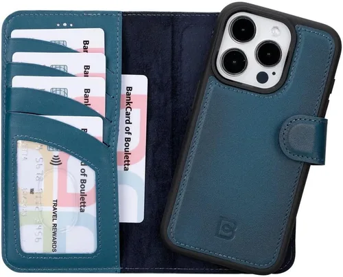 Vista 44 de BOULETTA Magsafe - Funda para iPhone 15 compatible con cuero de grano completo, magnética, desmontable, cartera para teléfono (2 en 1), 4 tarjeteros