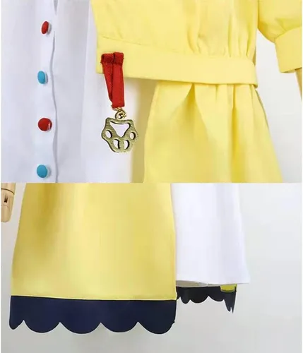 Vista 7 de VTuber Inugami Korone - Disfraz de cosplay de Corona, vestido de uniforme amarillo, chaqueta de Halloween para mujer