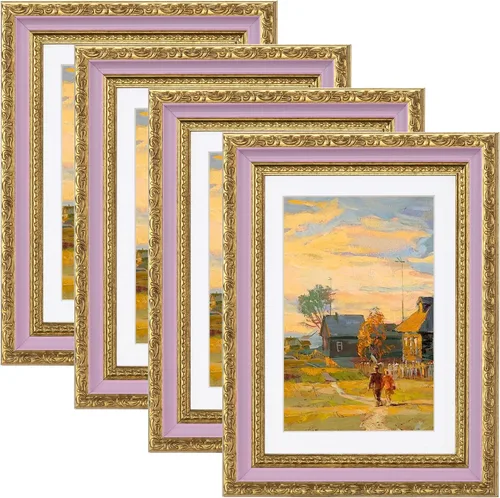 Vista 21 de eletecpro 8x10 Vintage Picture Frame, Glass Cover, Gold, 4-Pack Dorado