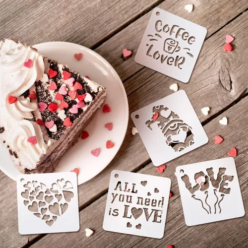 Vista 6 de Teling 80 plantillas de amor de corazón de San Valentín para pintar de 3 x 3 pulgadas, plantillas de dibujo reutilizables de San Valentín
