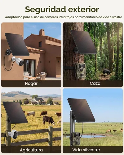 Vista 9 de Panel solar para cámaras de seguridad, cargador de batería solar de 6 W con micro USB y USB-C, impermeable IP67 con montaje ajustable de 360 ° 3-NO